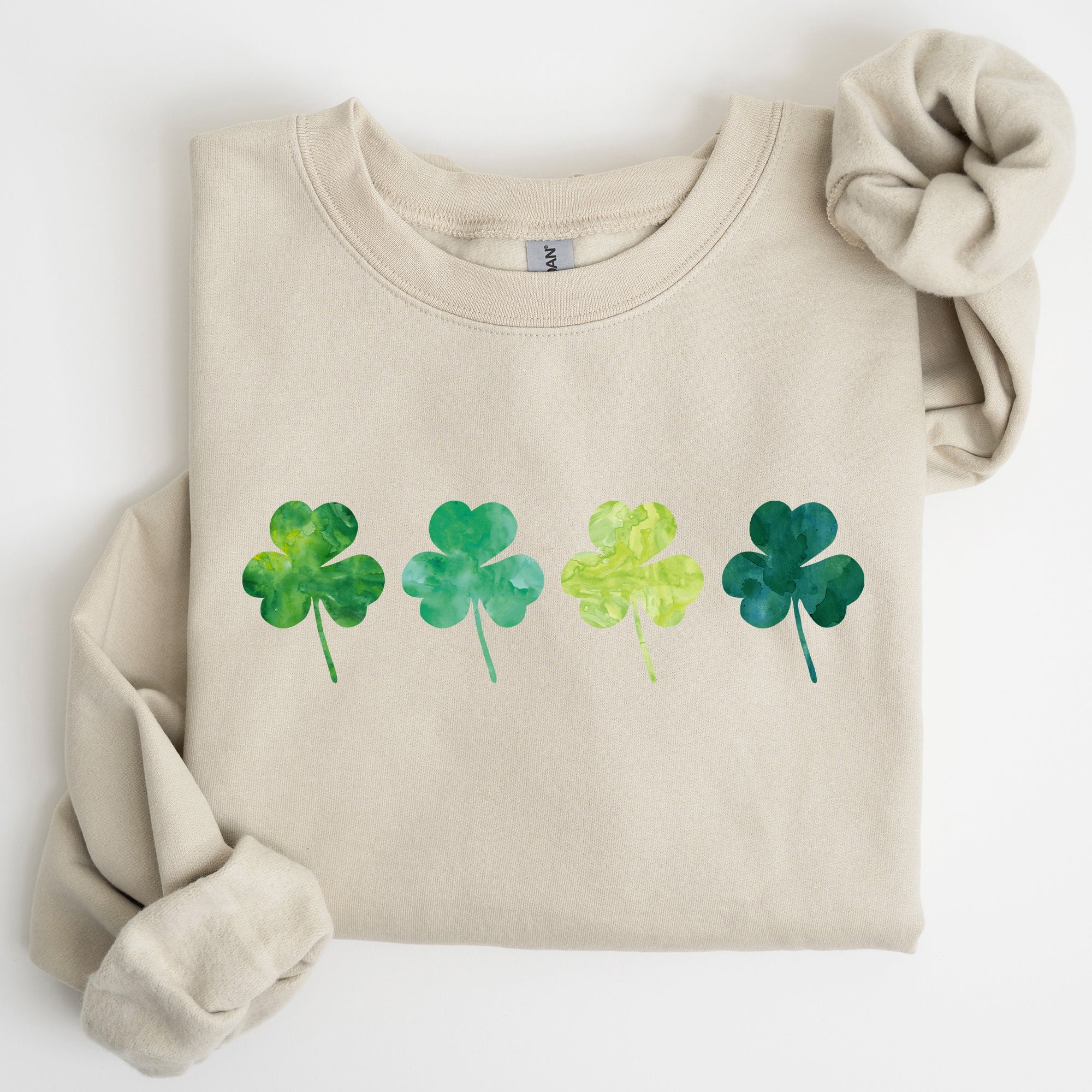 Watercolor Shamrocks In A Row, St Patrick's Day Sweatshirt - Che Cose Belle