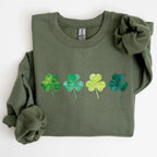 Watercolor Shamrocks In A Row, St Patrick's Day Sweatshirt - Che Cose Belle