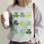 Watercolor Shamrocks In Rows, St Patrick's Day Sweatshirt - Che Cose Belle