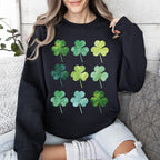 Watercolor Shamrocks In Rows, St Patrick's Day Sweatshirt - Che Cose Belle