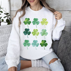 Watercolor Shamrocks In Rows, St Patrick's Day Sweatshirt - Che Cose Belle