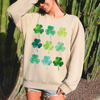 Watercolor Shamrocks In Rows, St Patrick's Day Sweatshirt - Che Cose Belle