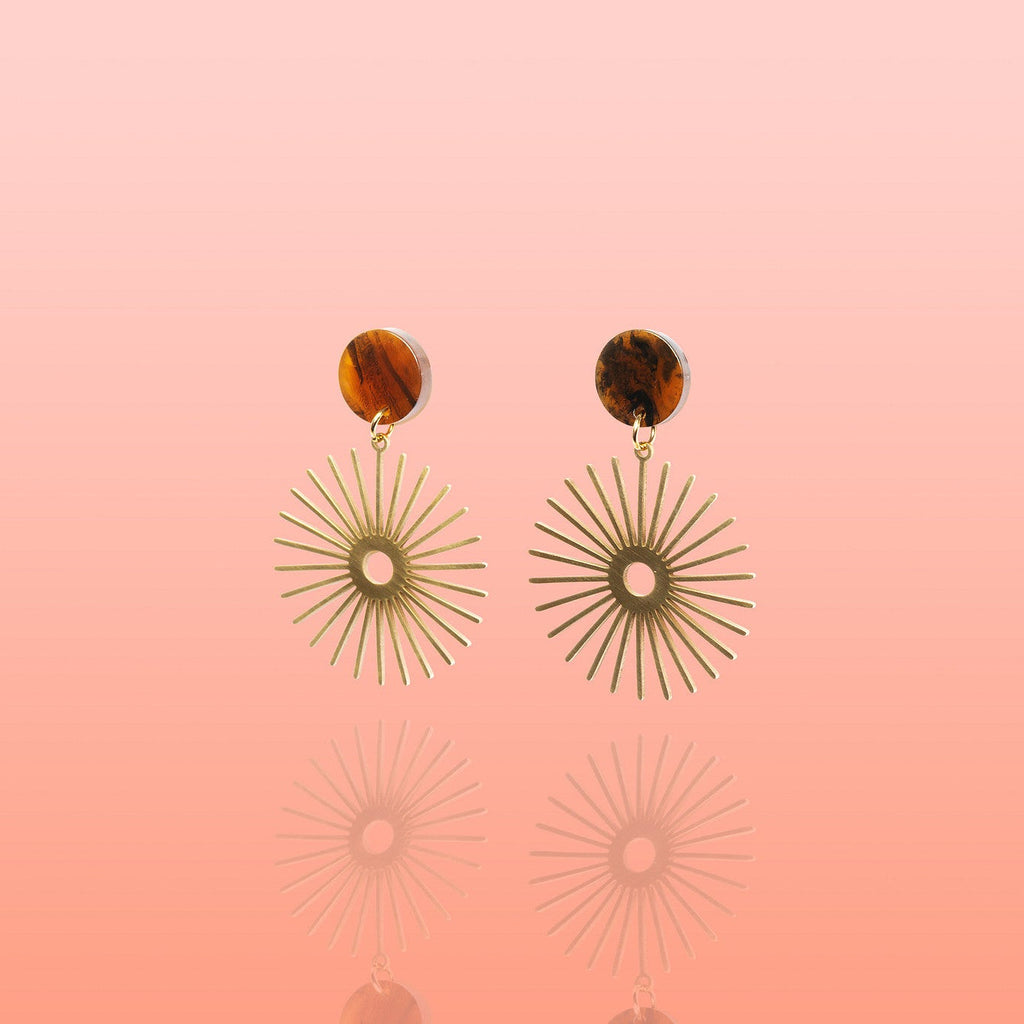 Solana Neutral Sunburst Earrings Water Resistant
