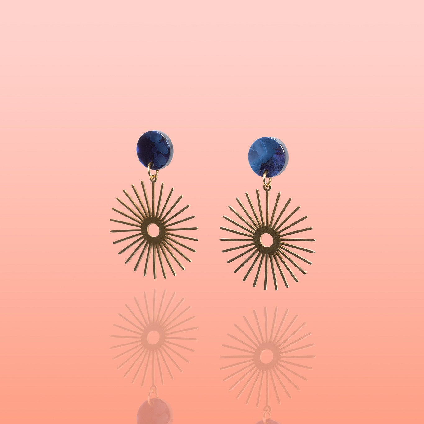 Solana Deep Blue Sunburst Earrings Water Resistant