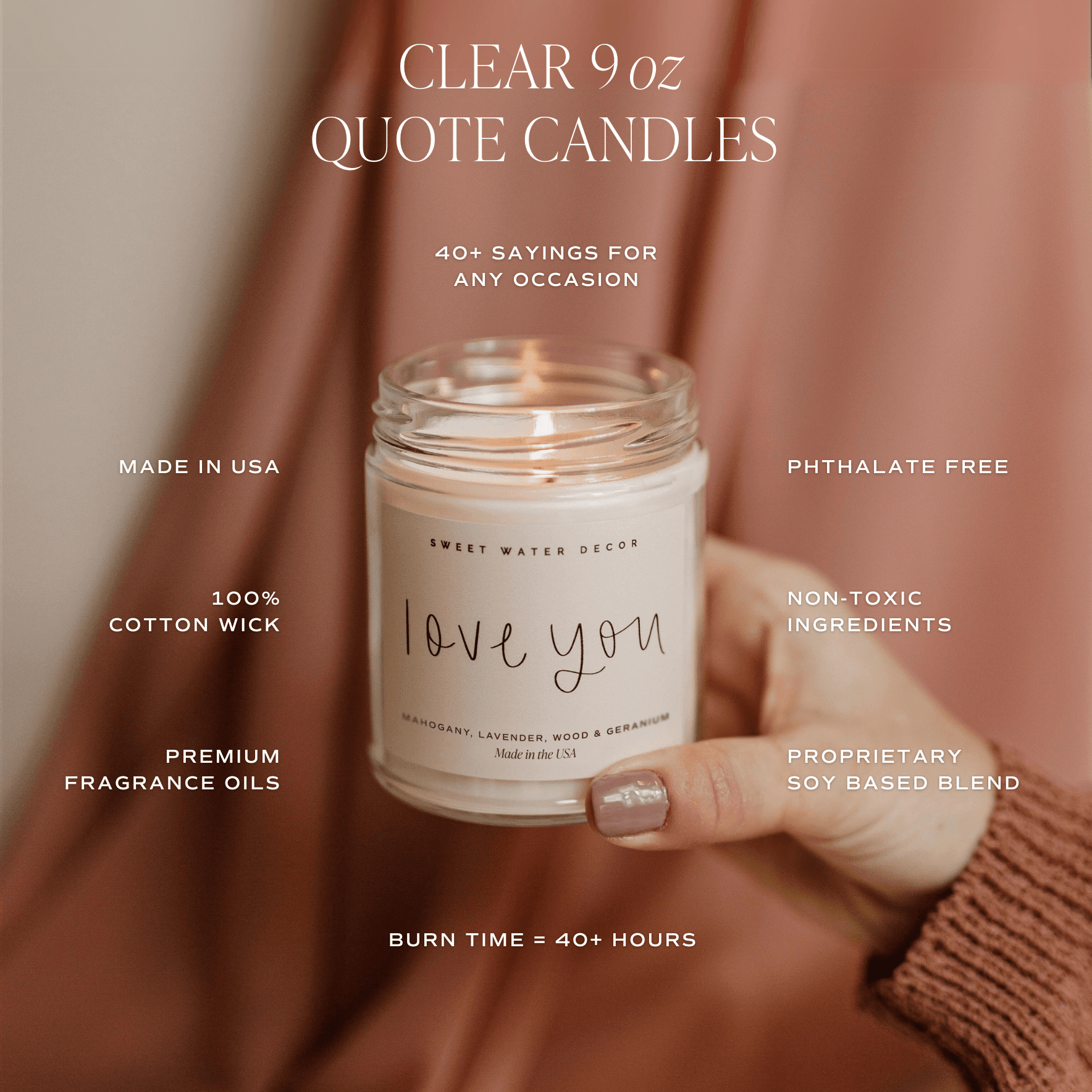 Wedding Day Soy Candle - Clear Jar - 9 oz (Spa Day) - Che Cose Belle