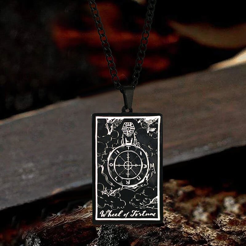 Wheel of Fortune Tarot Card Stainless Steel Necklace - Che Cose Belle