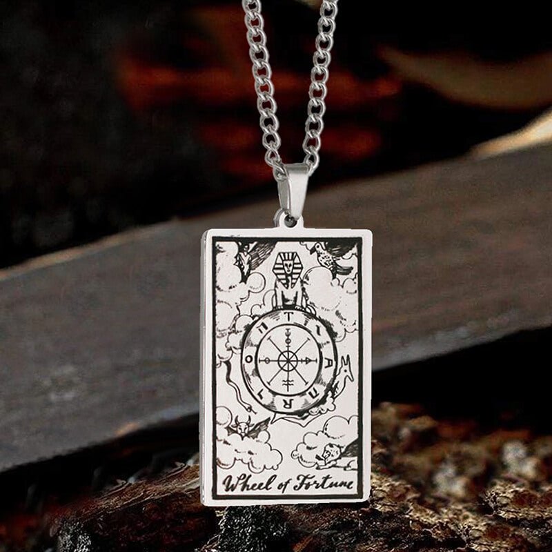 Wheel of Fortune Tarot Card Stainless Steel Necklace - Che Cose Belle