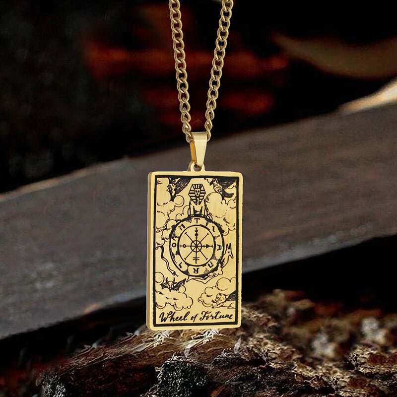 Wheel of Fortune Tarot Card Stainless Steel Necklace - Che Cose Belle