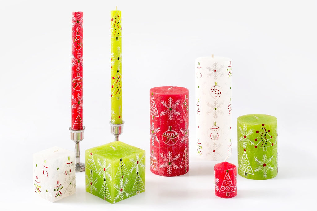 Whimsy Christmas Painted Candles - Che Cose Belle