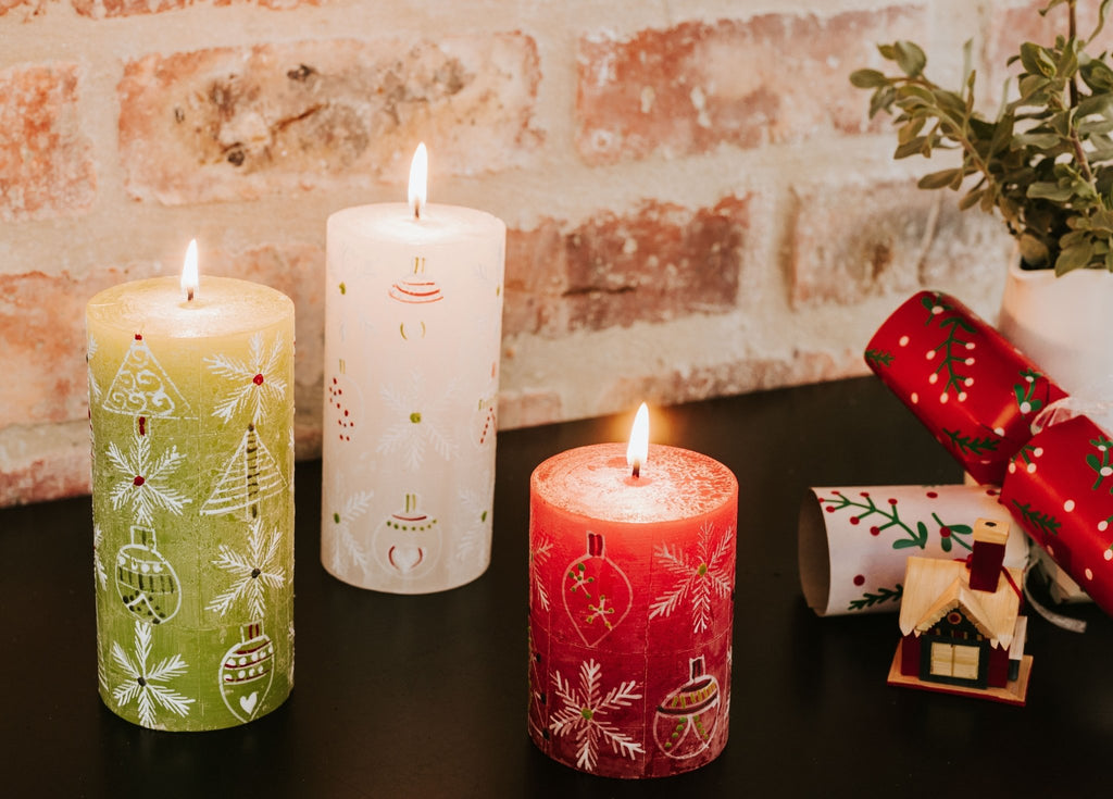 Whimsy Christmas Painted Candles - Che Cose Belle