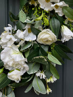 White and Green Dogwood Ranunculus Spring Wreath - Che Cose Belle