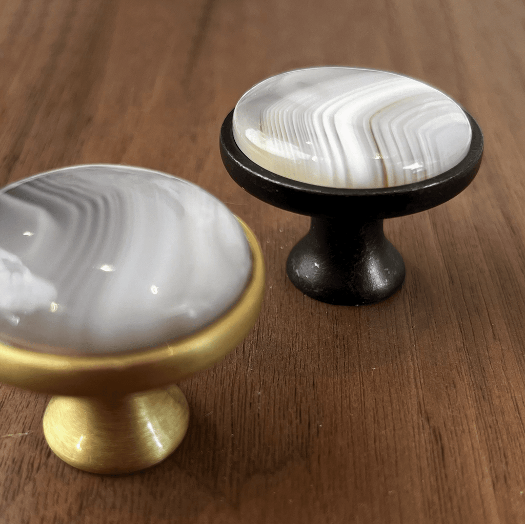 White & Grey Agate Cabinet Knob - Che Cose Belle