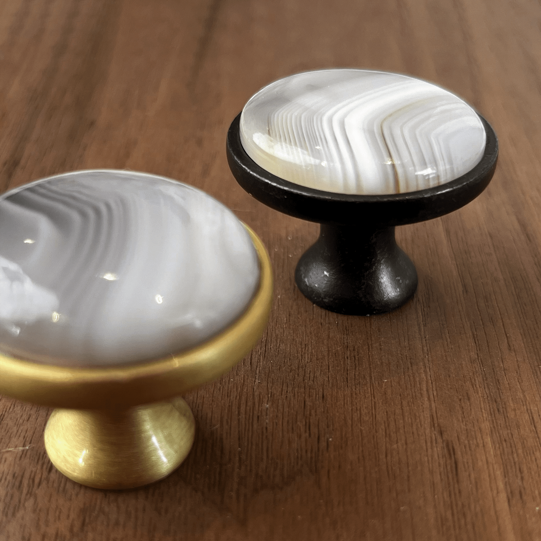 White & Grey Agate Cabinet Knob - Che Cose Belle