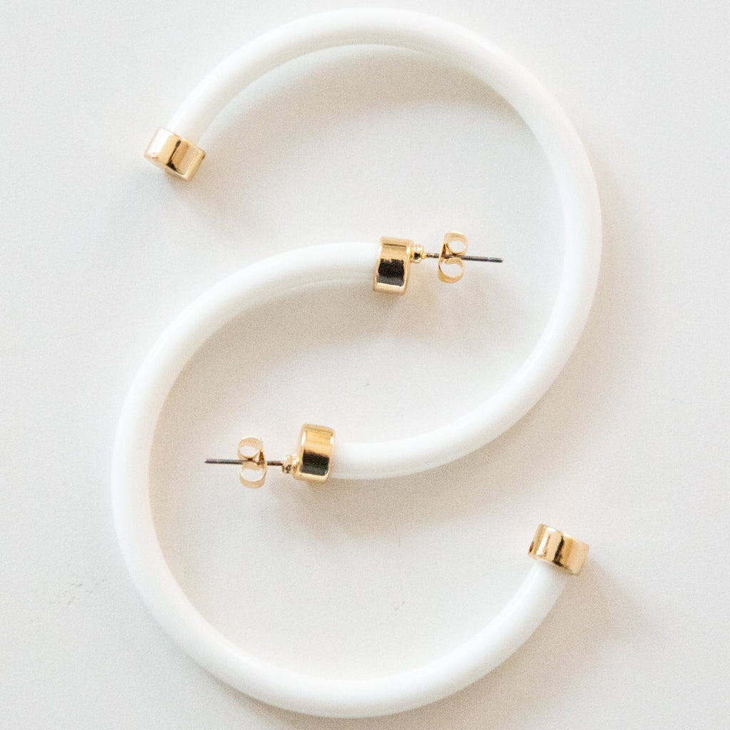 White Hoop Earrings - Che Cose Belle