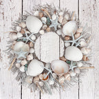 White & Light Blue Seashell Wreath - Che Cose Belle