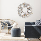 White & Light Blue Seashell Wreath - Che Cose Belle