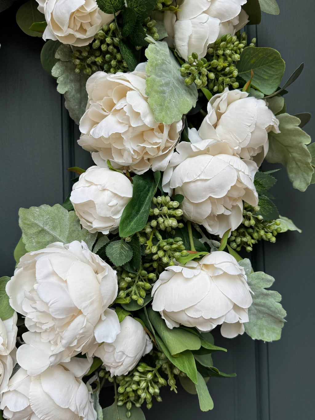 White Peony and Eucalyptus Spring Wreath - Che Cose Belle
