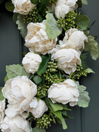 White Peony and Eucalyptus Spring Wreath - Che Cose Belle