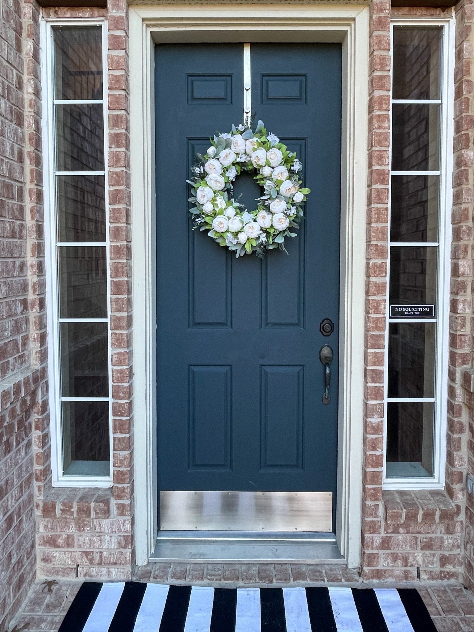 White Peony and Lambs Ear Spring Wreath - Che Cose Belle