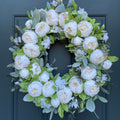 White Peony and Lambs Ear Spring Wreath - Che Cose Belle
