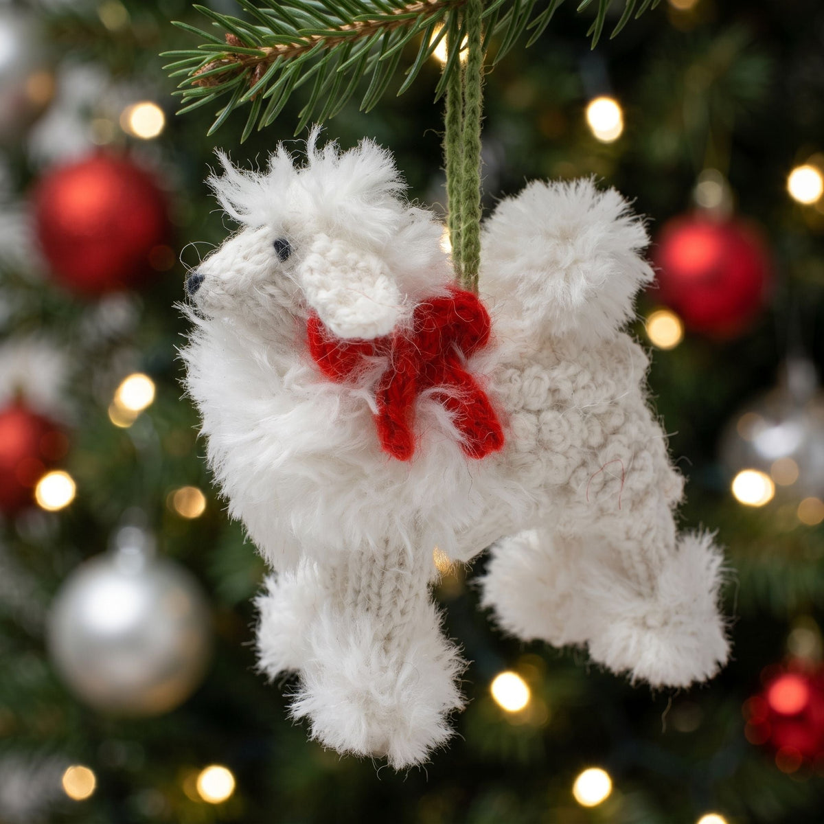 White Poodle Hand Knit Christmas Ornament Arcadia Home - Che Cose Belle