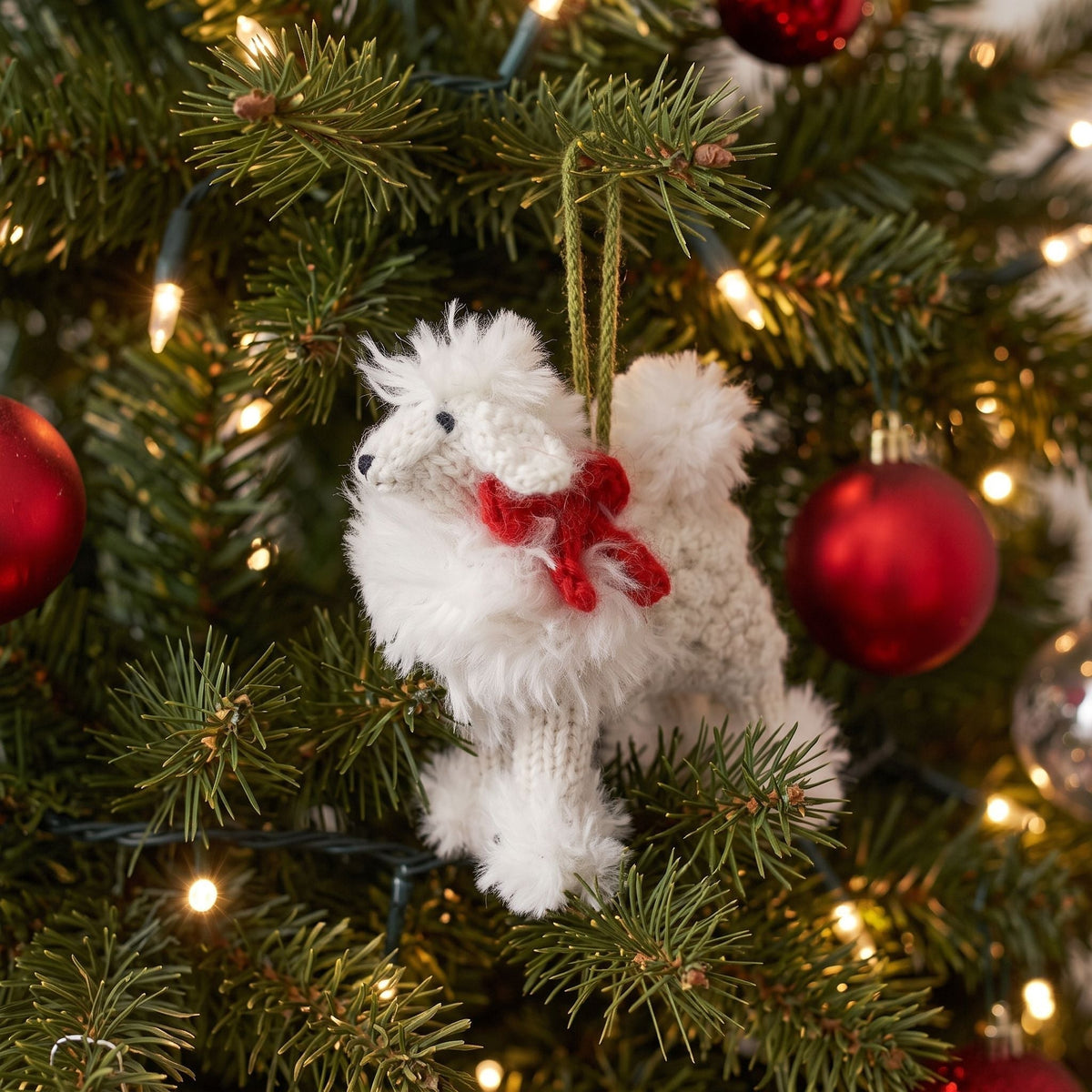 White Poodle Hand Knit Christmas Ornament Arcadia Home - Che Cose Belle