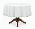 White Round Cloth Tablecloths - Scalloped Edge - Che Cose Belle
