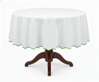 White Round Cloth Tablecloths - Scalloped Edge - Che Cose Belle