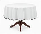 White Round Cloth Tablecloths - Scalloped Edge - Che Cose Belle