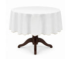 White Round Cloth Tablecloths - Scalloped Edge - Che Cose Belle