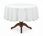 White Round Cloth Tablecloths - Scalloped Edge - Che Cose Belle