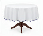 White Round Cloth Tablecloths - Scalloped Edge - Che Cose Belle