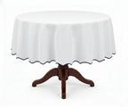 White Round Cloth Tablecloths - Scalloped Edge - Che Cose Belle