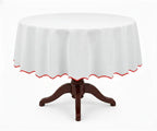 White Round Cloth Tablecloths - Scalloped Edge - Che Cose Belle