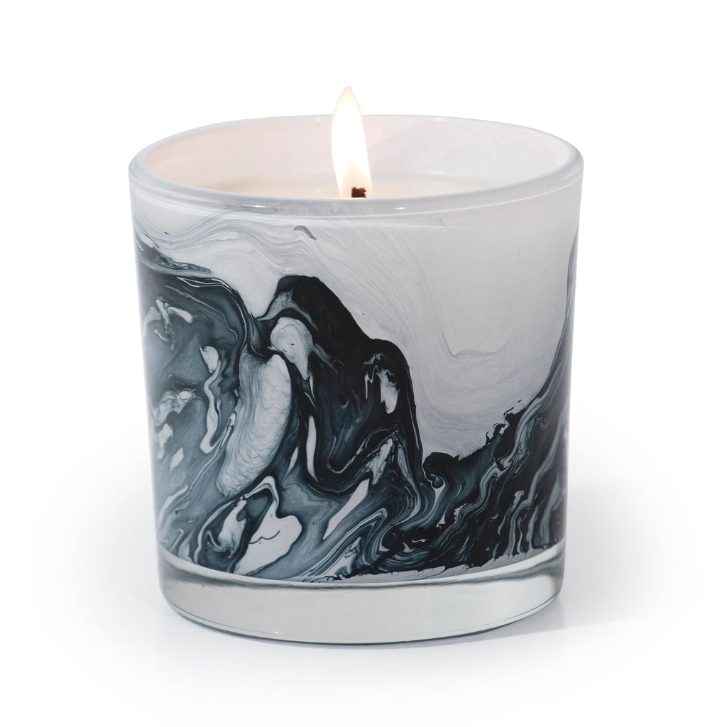 White Sage & Lily 14 oz. Swirl Glass Candle - Che Cose Belle