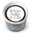 White Sage & Lily 14 oz. Swirl Glass Candle - Che Cose Belle