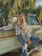White Wedding Retro Floral Button Up Blouse - Che Cose Belle