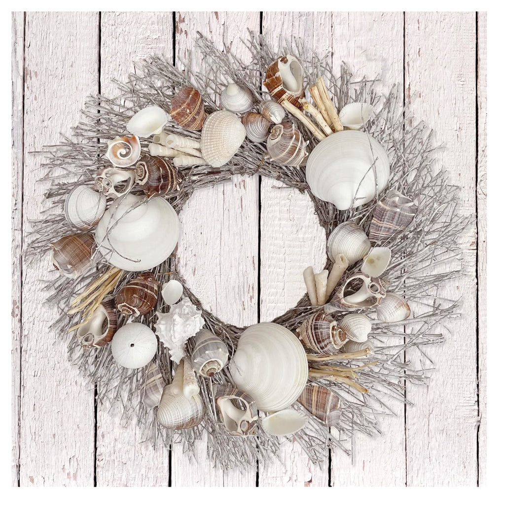 Whitewashed Seashells & Starfish Coastal Wreath - Che Cose Belle