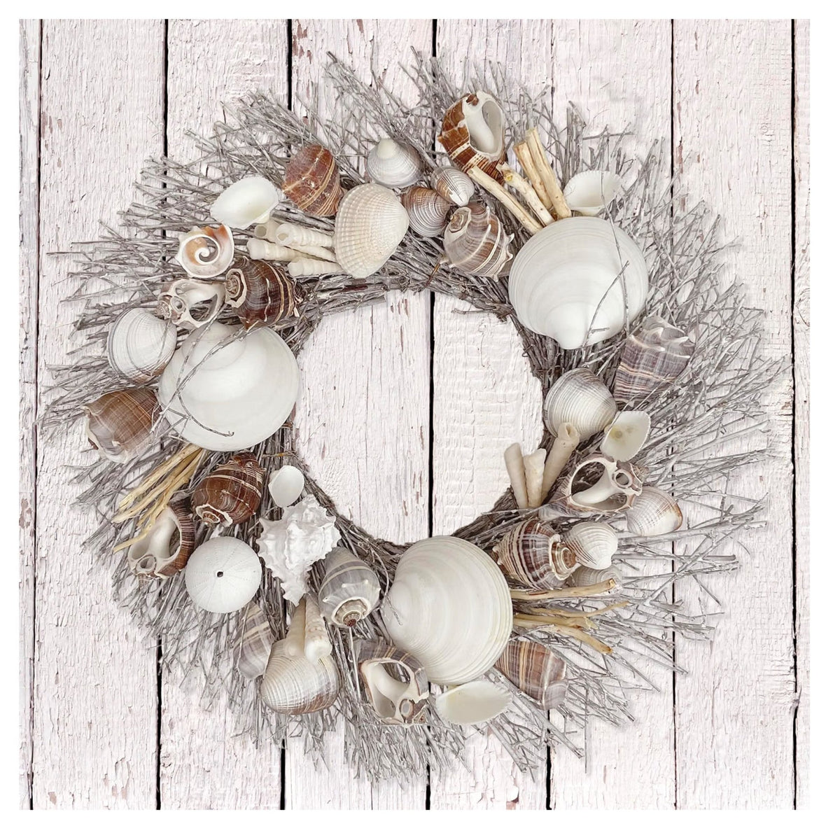 Whitewashed Seashells & Starfish Coastal Wreath - Che Cose Belle