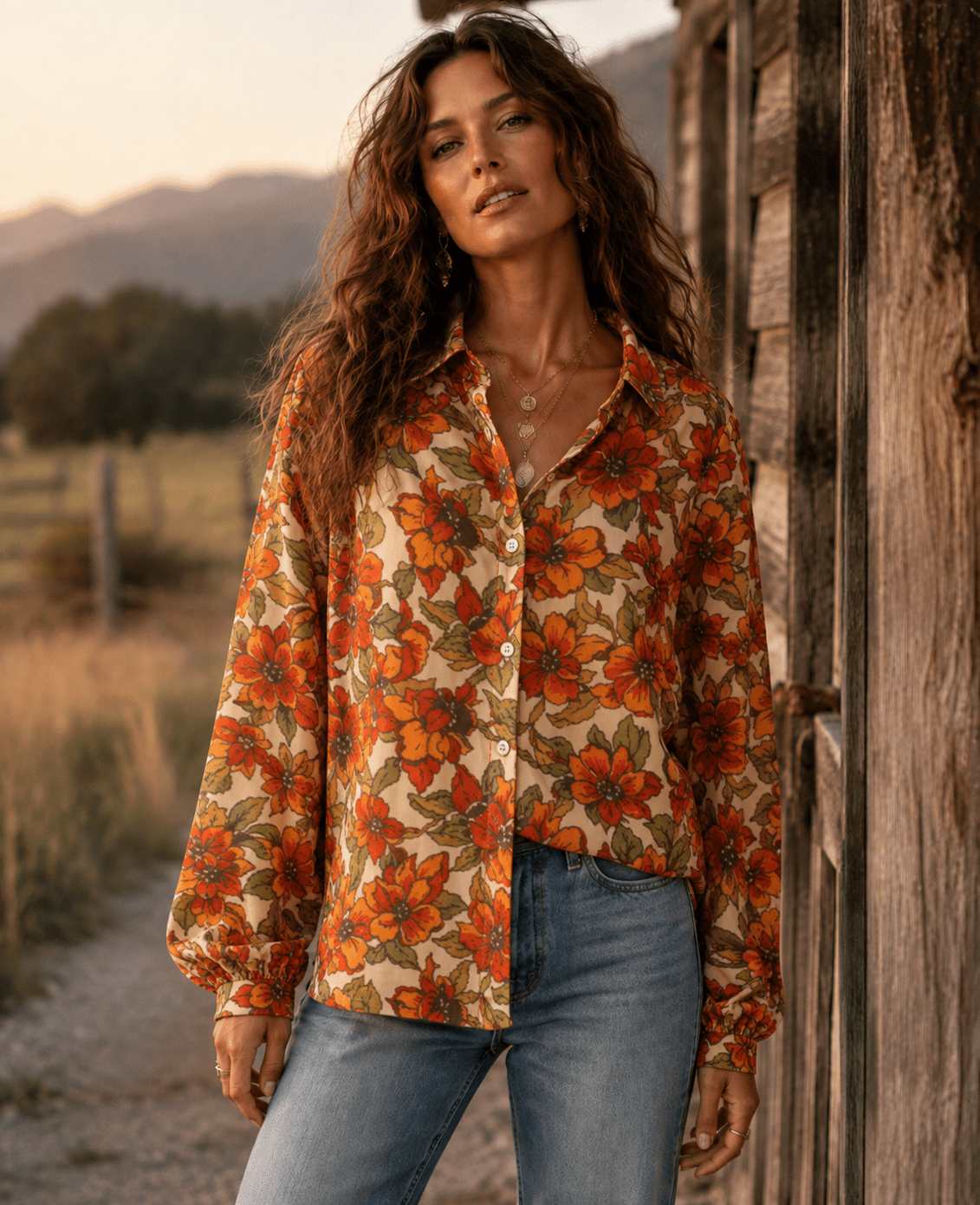 Wild Fire Woman Magnolia Flower Blouse - Che Cose Belle
