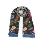 Wild Grace Wool Embroidered Scarf – Navy Blue - Che Cose Belle