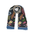 Wild Grace Wool Embroidered Scarf – Navy Blue - Che Cose Belle