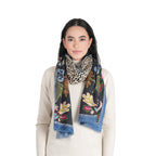 Wild Grace Wool Embroidered Scarf – Navy Blue - Che Cose Belle