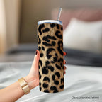 Wild Leopard Spot Pattern 20oz Personalized Tumbler With Lid and Stainless Steel Straw, Stylish Wildlife Gift Cup - Che Cose Belle