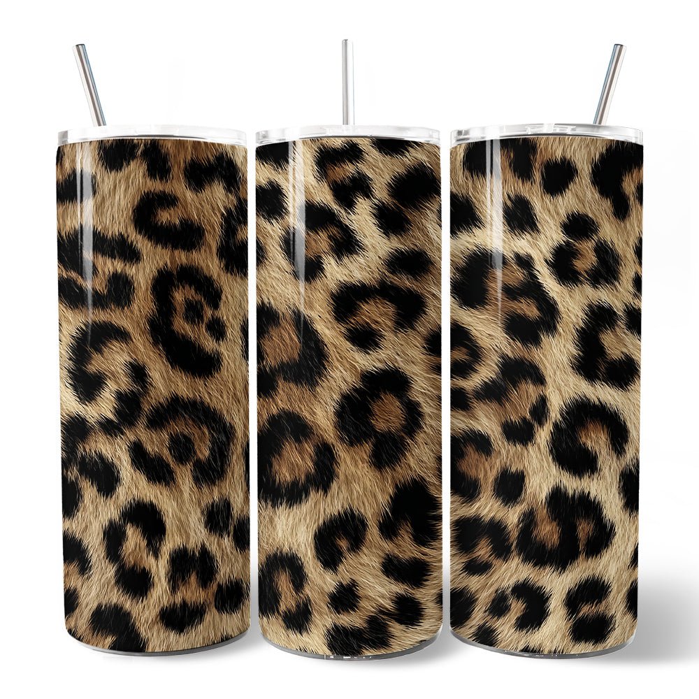 Wild Leopard Spot Pattern 20oz Personalized Tumbler With Lid and Stainless Steel Straw, Stylish Wildlife Gift Cup - Che Cose Belle