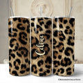 Wild Leopard Spot Pattern 20oz Personalized Tumbler With Lid and Stainless Steel Straw, Stylish Wildlife Gift Cup - Che Cose Belle