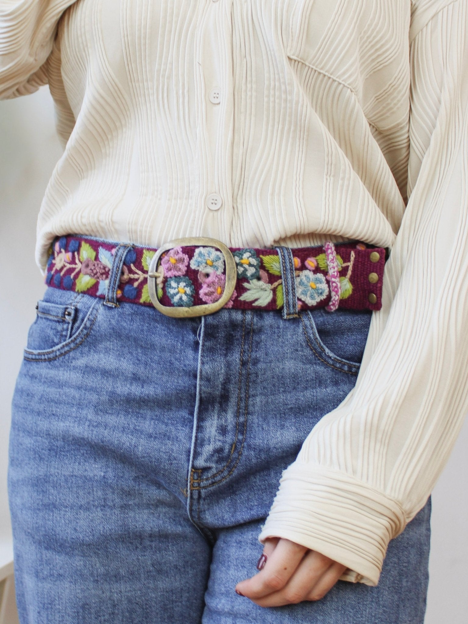 Wildberry Embroidered Wide Belt - Che Cose Belle