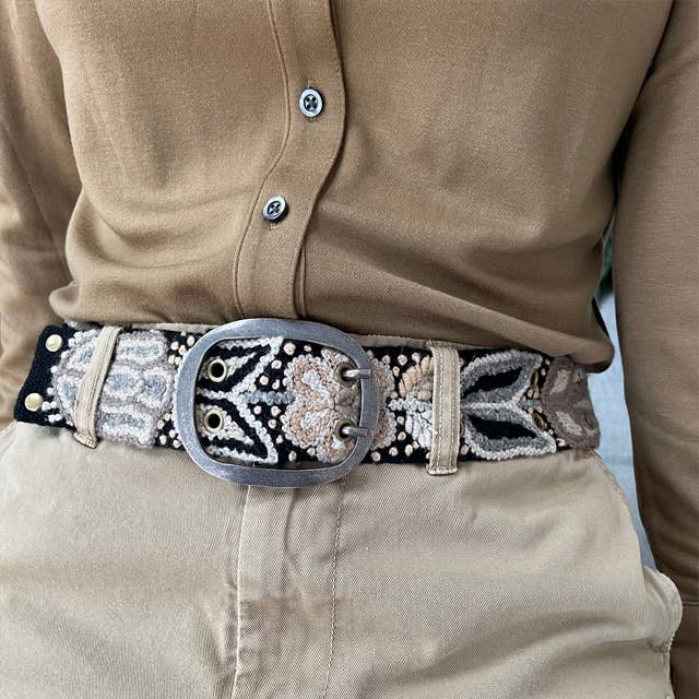Wildroot Artisan Embroidered Belt, Black - Che Cose Belle