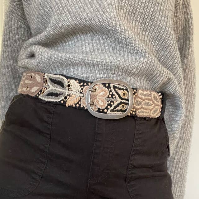 Wildroot Artisan Embroidered Belt, Black - Che Cose Belle