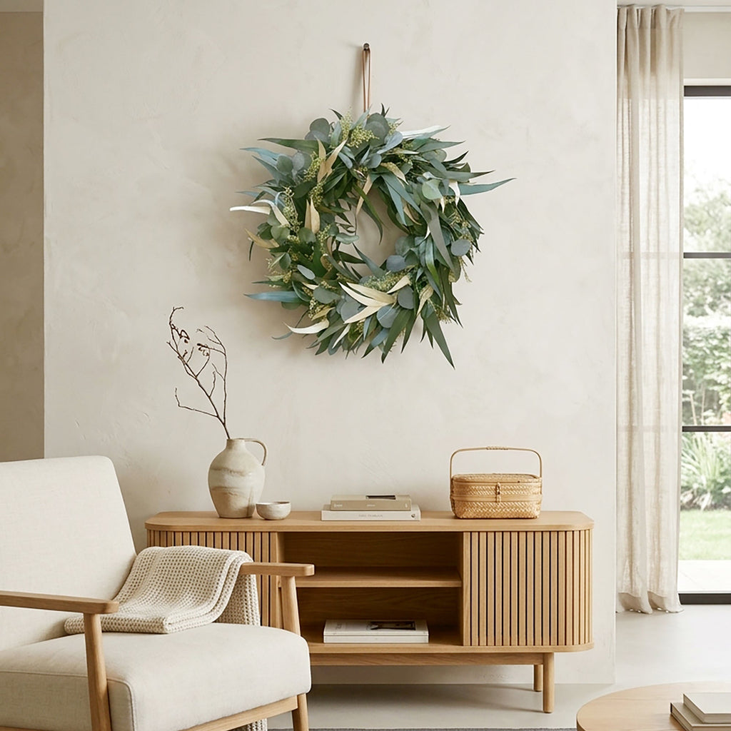 Willow and Silver Dollar Eucalyptus Wreath - Che Cose Belle